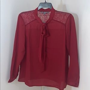 New Womens Daisy Fuentes Plus Size Neck Tie Blouse